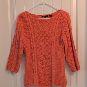 Christopher & Banks Coral Cable Knit Sweater